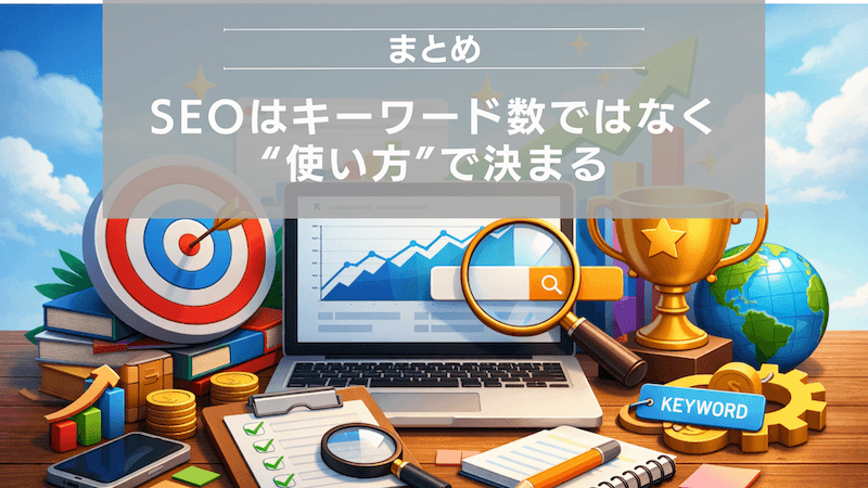 まとめ:SEOはキーワード数ではなく“使い方”で決まる