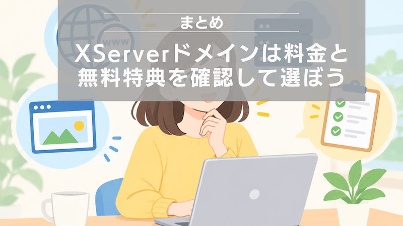 まとめ:XServerドメインは料金と無料特典を確認して選ぼう